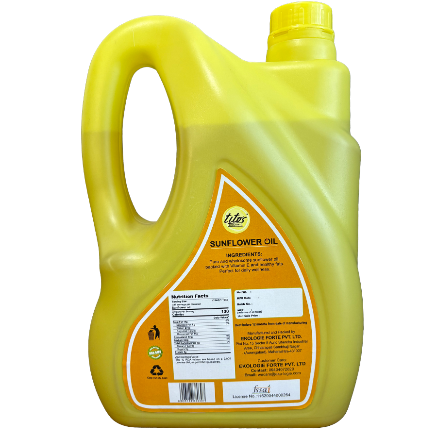 Tito's Organic Sunflower Oil - 5 Ltr
