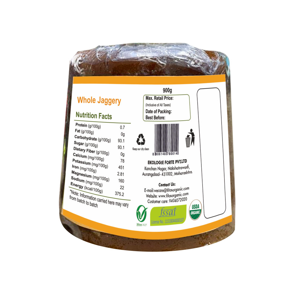 Tito's Organic Whole Jaggery - 1kg
