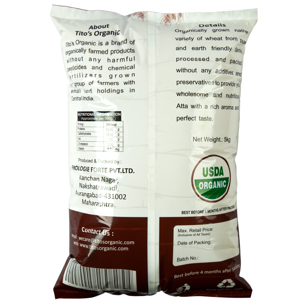 Tito's Organic Whole Wheat Flour - 5kgs