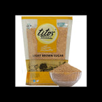Tito’s Organic light brown sugar pack with bowl of natural brown sugar aesthetic shot