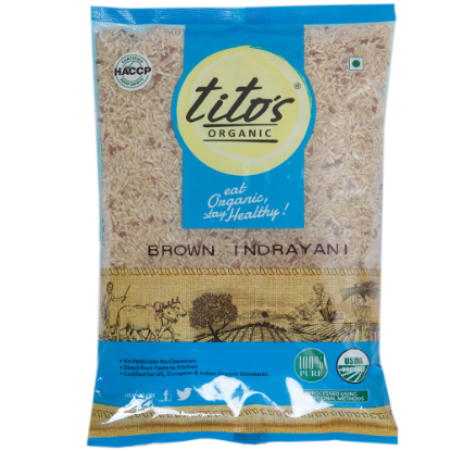 Picture of Tito's Organic Brown Indrayani Rice | 1 Kg | Pack of 2