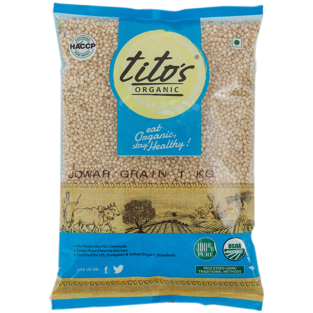 Tito's Organic Whole Jowar Grain 1kg packet