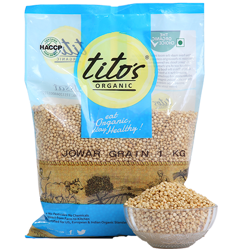 Tito's jowar grain nutrition label – USDA NOP EU organic certified