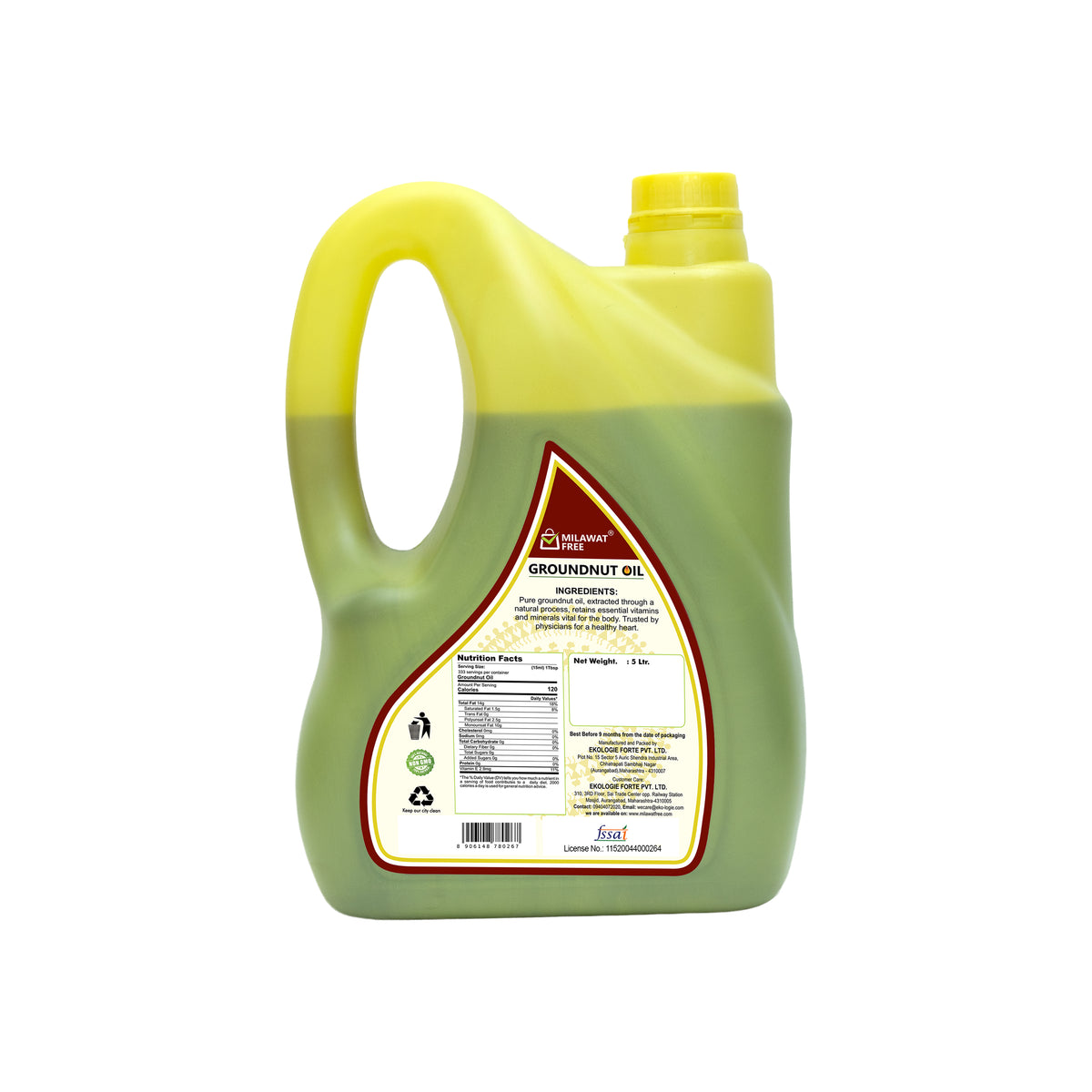 Milawat Free Groundnut Oil 5 litre back pack