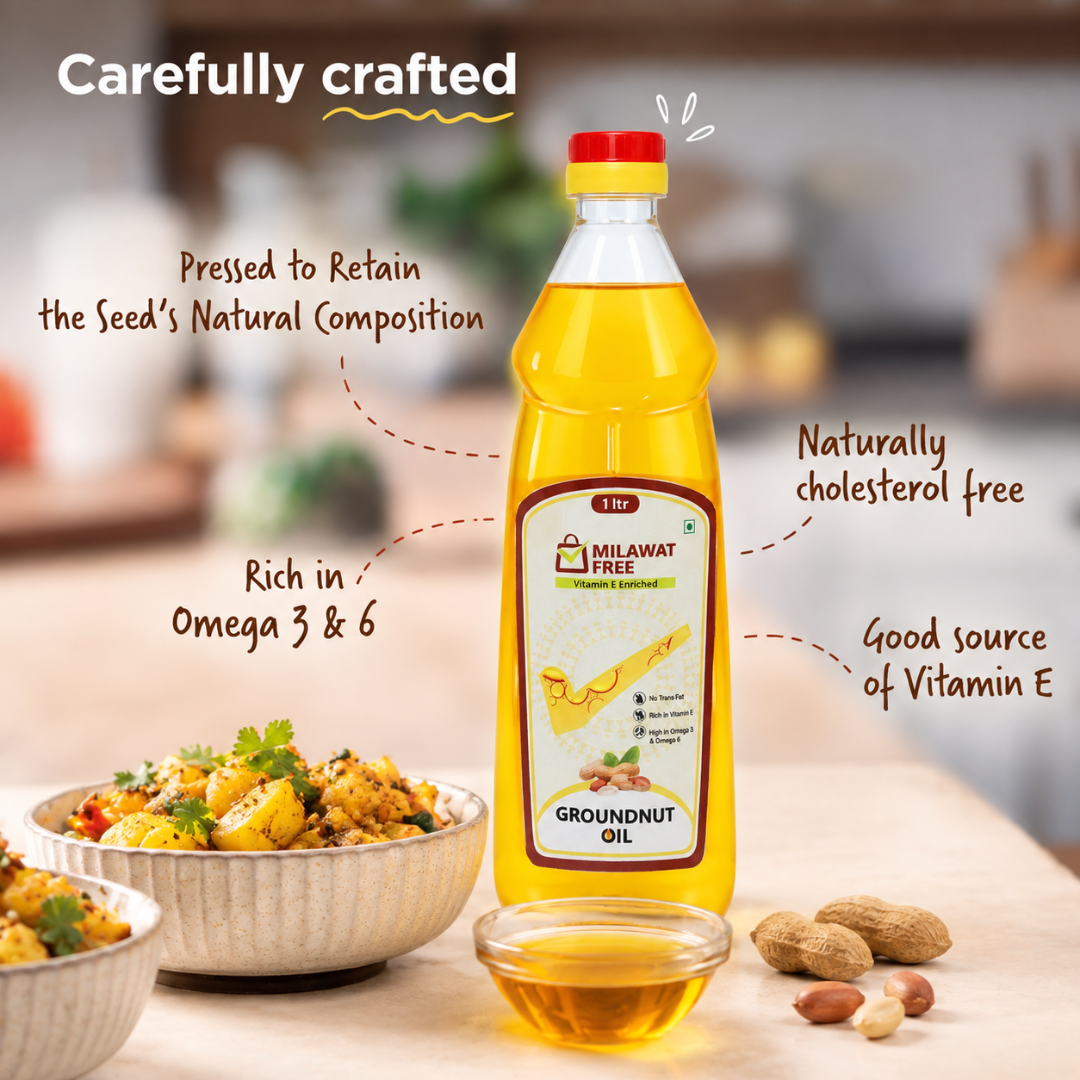 Milawat Free Groundnut Oil cold pressed with natural composition and vitamin E