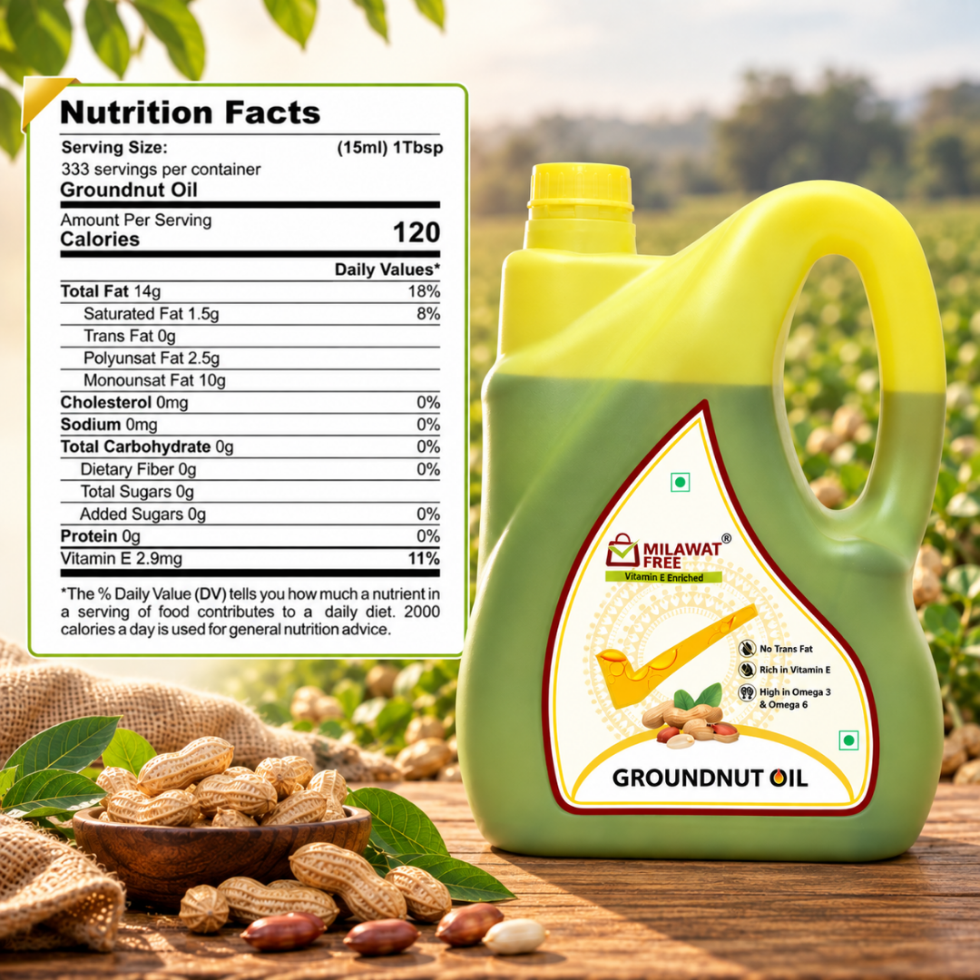 Milawat Free Groundnut Oil nutrition facts and vitamin E information