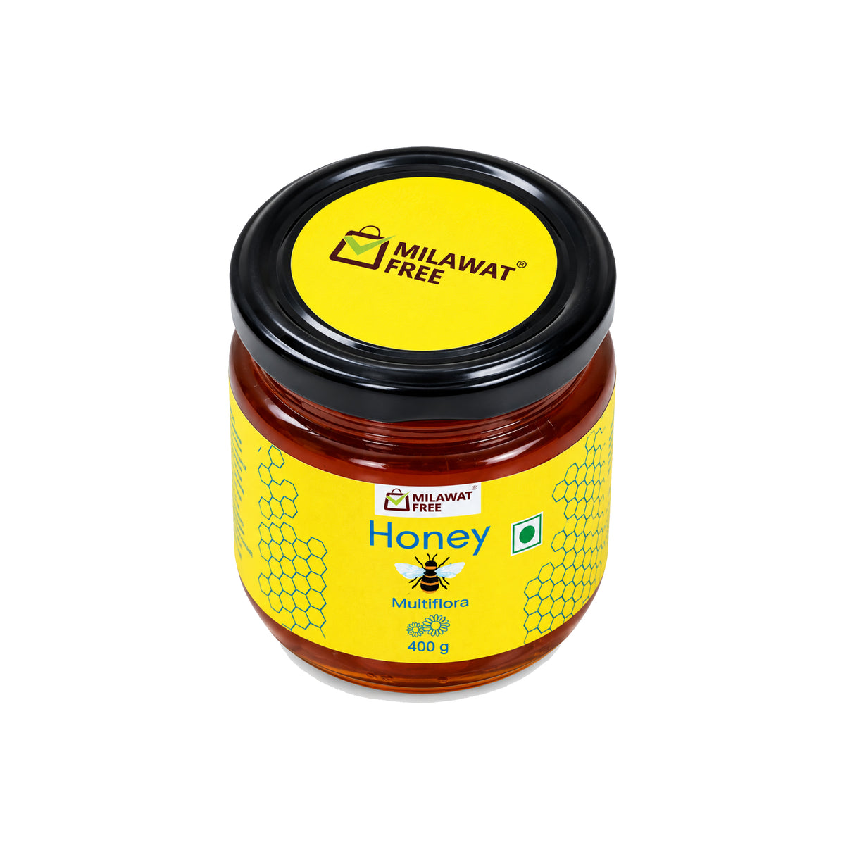 Milawat Free Multiflora Honey 400g top view with branded lid