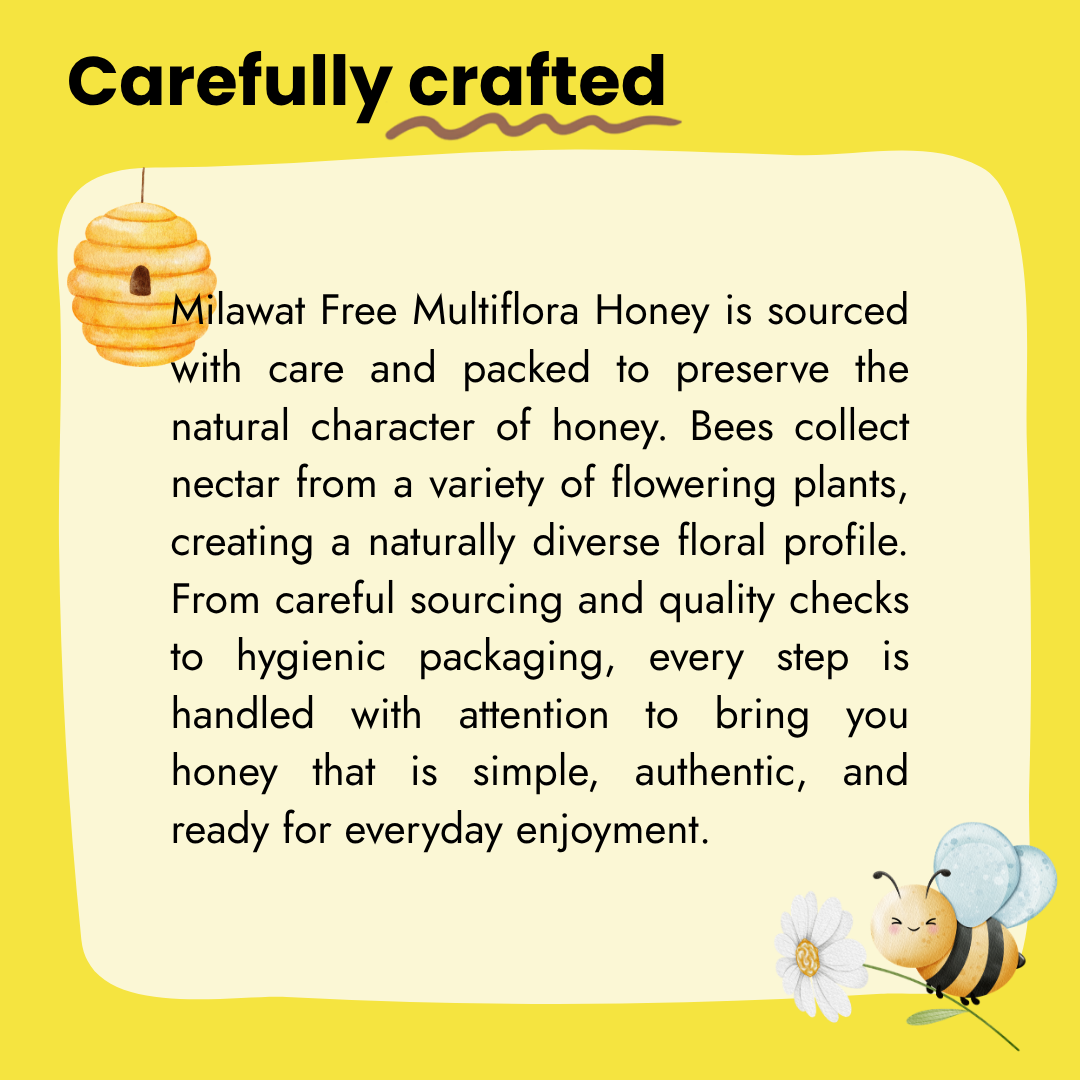 Milawat Free Multiflora Honey carefully sourced and packed to preserve its natural character