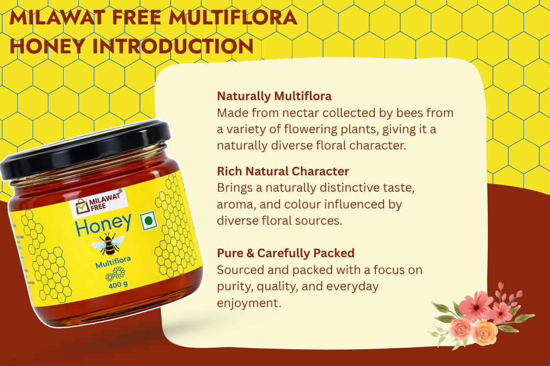 Milawat Free Multiflora Honey introduction with naturally diverse floral character