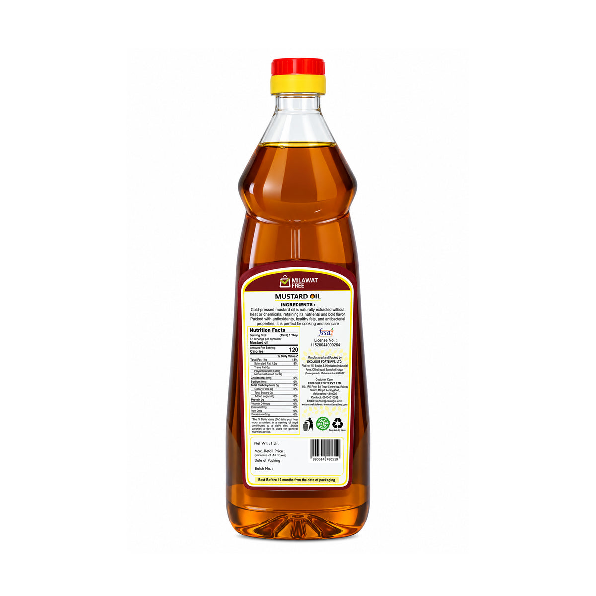 Milawat Free Mustard Oil 1 Litre back