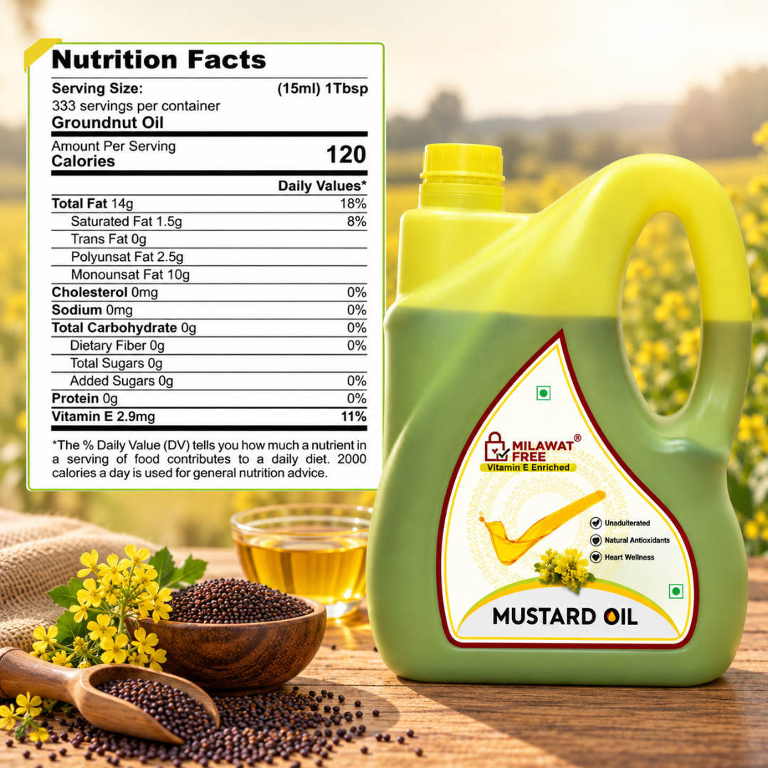 Milawat Free Mustard Oil 5 Litre nutrition facts