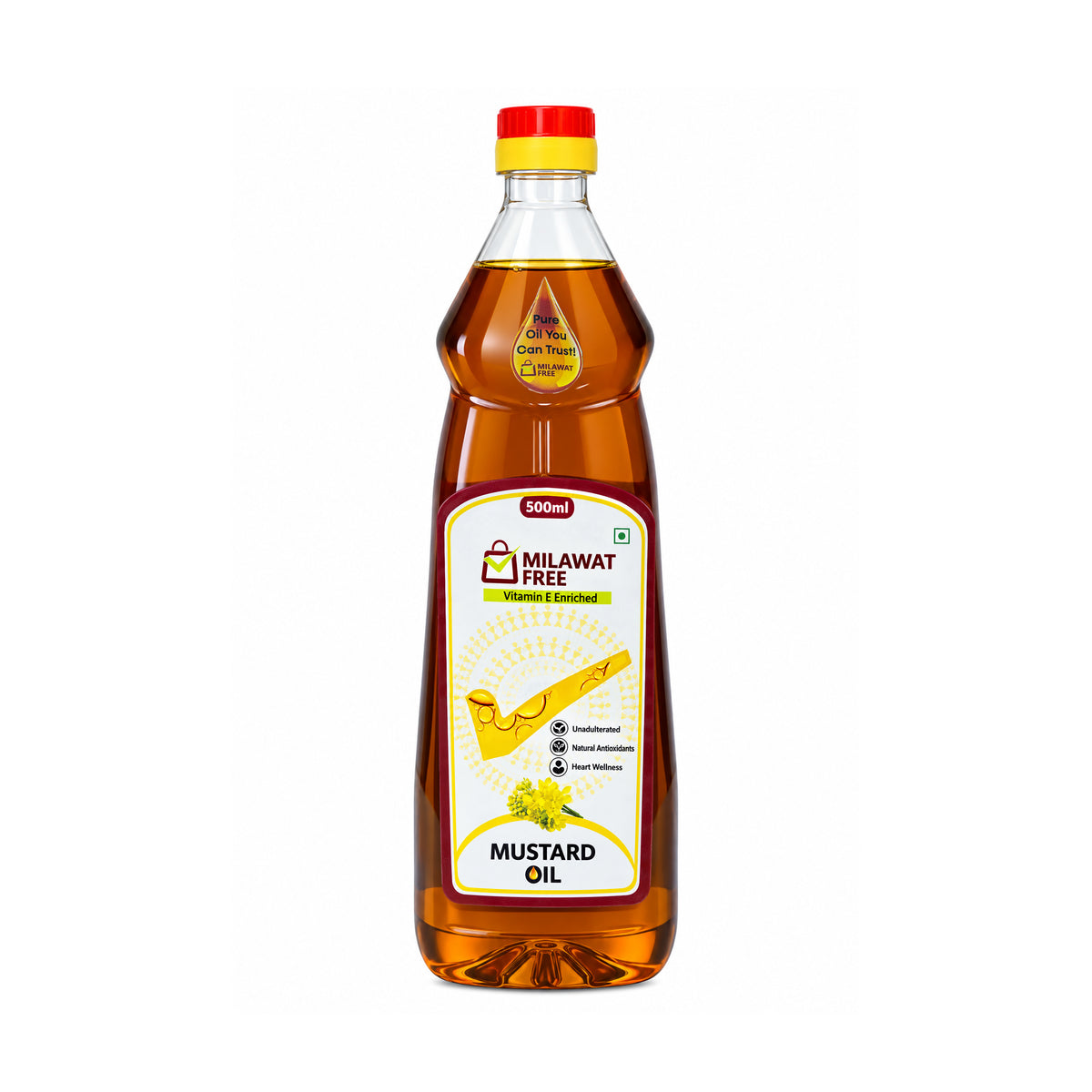 Milawat Free Mustard Oil 500 ML front bottle