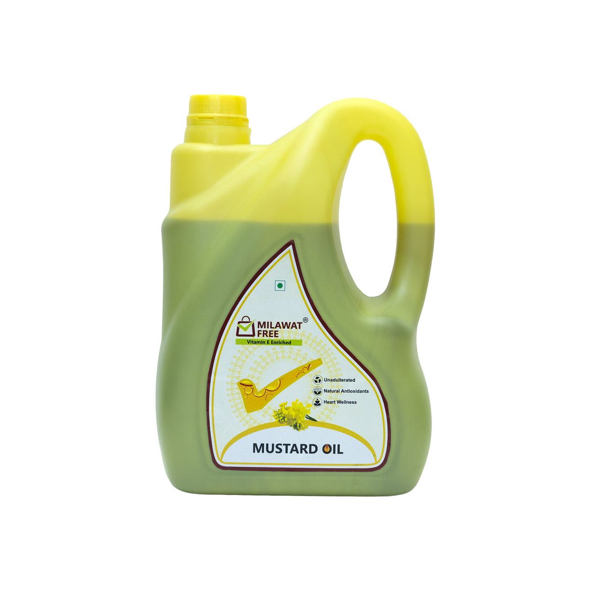 Milawat Free Mustard Oil 5 litre Vitamin E enriched cooking oil front pack