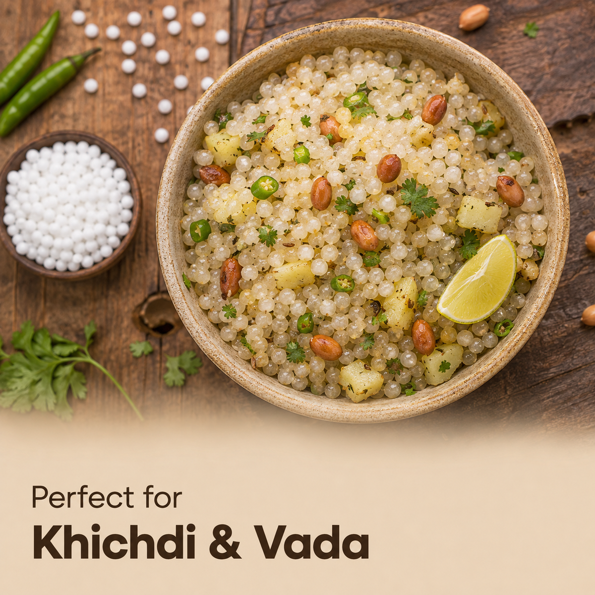 Sabudana Khichdi and Vada prepared with Milawat Free Sabudana