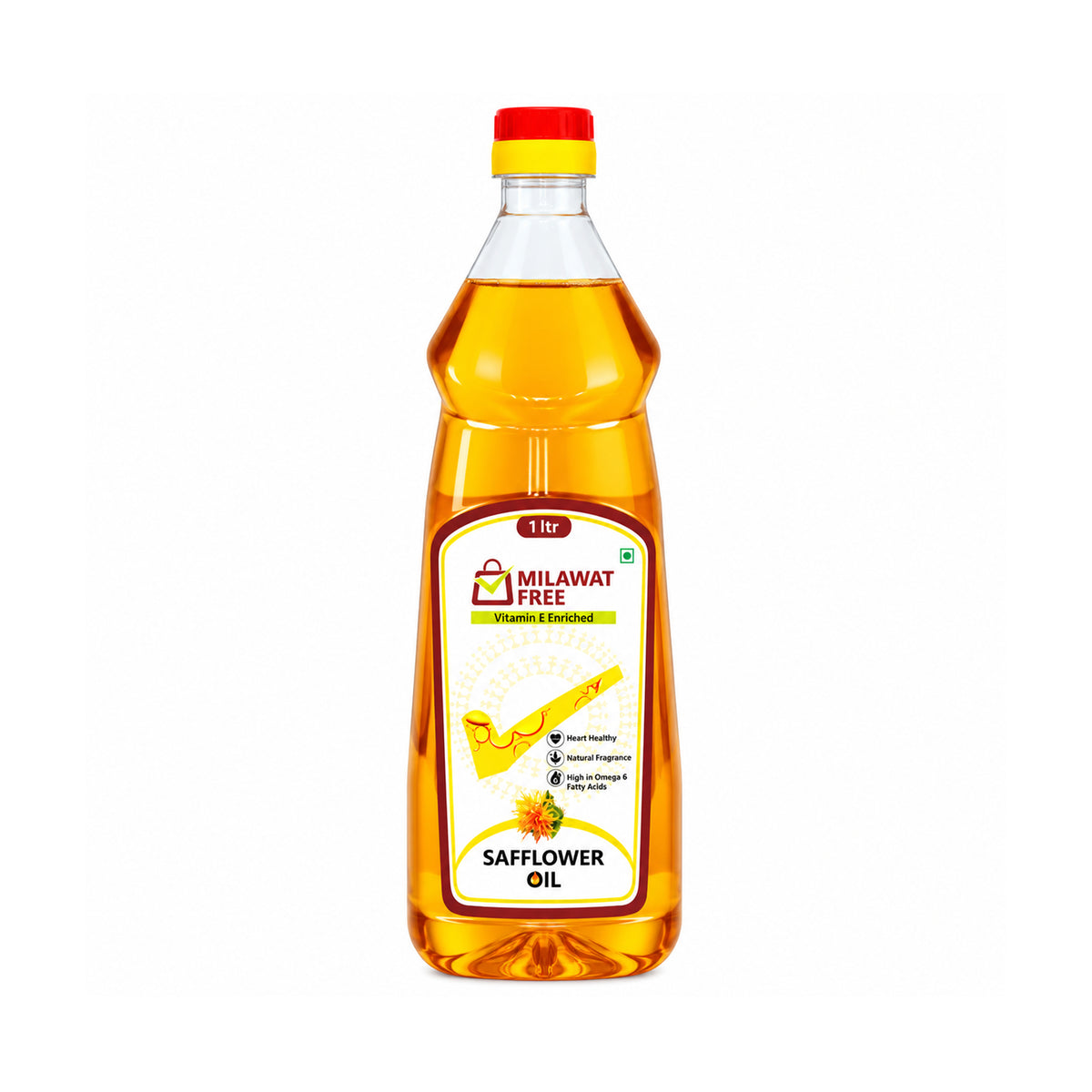 Milawat Free Safflower Oil 1 litre front bottle
