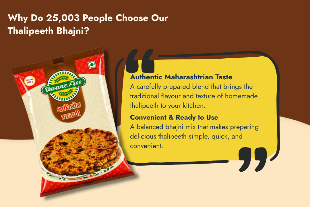 Milawat Free Thalipeeth Bhajni with authentic Maharashtrian taste and a convenient ready-to-use blend