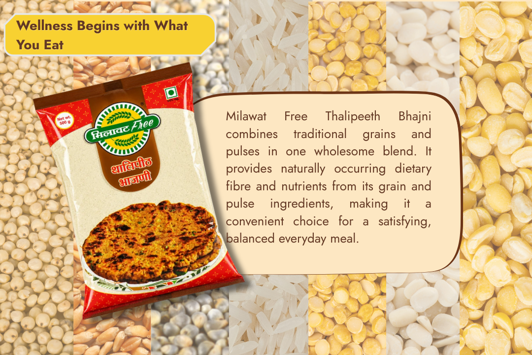 Milawat Free Thalipeeth Bhajni made with traditional grains and pulses for a wholesome everyday meal