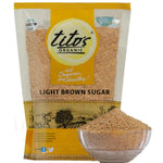 Tito’s Organic light brown sugar pack with bowl of natural brown sugar aesthetic shot