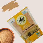Tito’s Organic light brown sugar pack with bowl clean white background product image