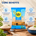 Tito’s Organic Ambemohar Rice with naturally aromatic, soft and tender grains, traditional flavour and versatile cooking benefits
