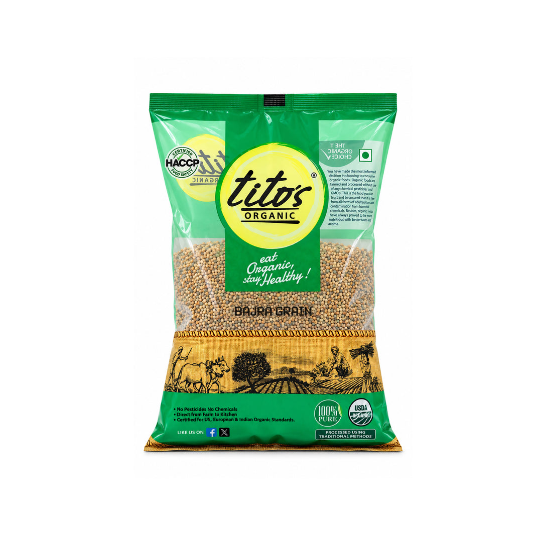Tito’s Organic Bajra Grain 1 kg pack of organic pearl millet.