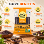 Tito’s Organic Black Rice with naturally deep colour, anthocyanins, distinctive flavour and versatile cooking uses