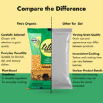 Tito’s Organic Chana Dal compared with other chana dal, highlighting grain selection, everyday versatility and plant-based goodness