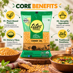 Tito’s Organic Chana Dal featuring plant-based protein, dietary fibre, versatile cooking uses and traditional goodness