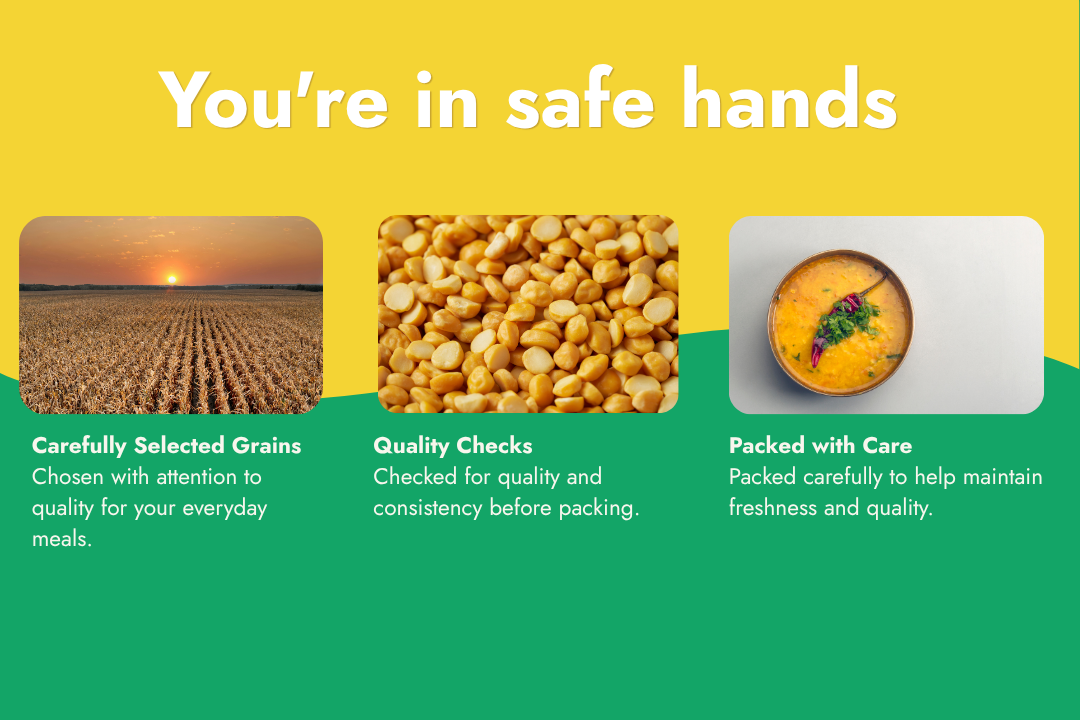 Tito’s Organic Chana Dal featuring carefully selected grains, quality checks and careful packaging