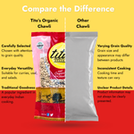 Comparison of Tito’s Organic Chawli with other Chawli products based on grain quality, cooking versatility and product information
