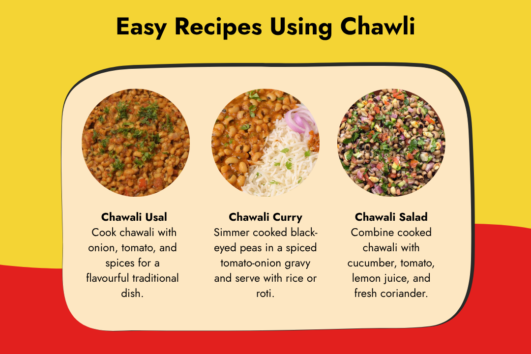Easy Chawli recipes featuring Chawli Usal, Chawli Curry and Chawli Salad
