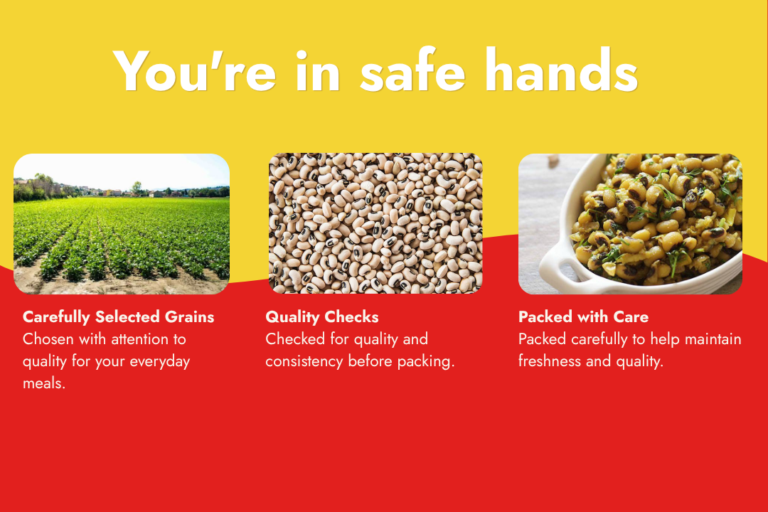 Tito’s Organic Chawli showcasing selected black-eyed peas, quality checks and careful packing