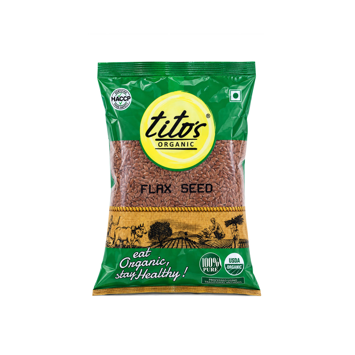 Tito’s Organic Flax Seeds 250 g pack, 100% pure organic Alsi Seeds available on Milawat Free.

