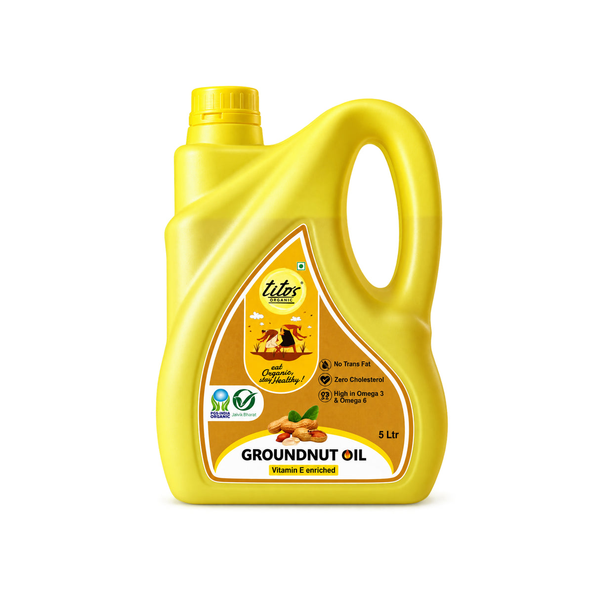 Tito's Organic Groundnut Oil 5 Litre - Front