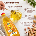 Tito’s Organic Groundnut Oil core benefits with MUFA PUFA vitamin E and high smoke point