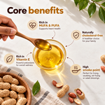 Tito's Organic Groundnut Oil benefits featuring vitamin E, natural antioxidants, and a rich nutty flavour