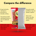 Tito’s Organic Groundnuts comparison graphic highlighting their nutty flavour, plant-based protein, and uses in everyday cooking.