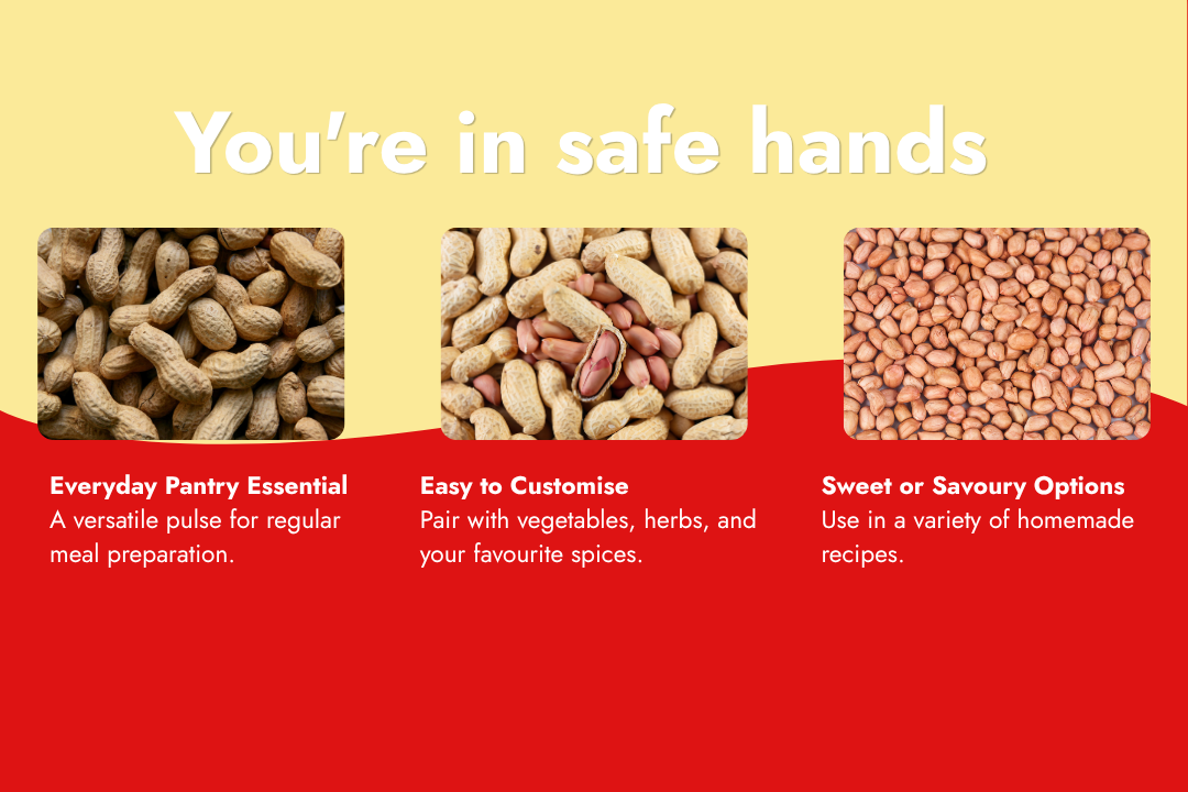 Whole groundnuts in shells and shelled peanuts showcasing their use as a versatile pantry ingredient.