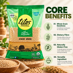 Tito’s Organic Jowar Grain highlighting whole grain goodness, dietary fibre, naturally gluten-free grain and cooking versatility
