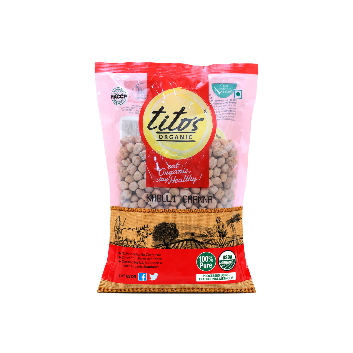 Tito’s Organic Kabuli Channa 500 g pack of organic chickpeas and kabuli chole available on Milawat Free.