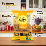 Titos Organic Khapli Wheat features organic whole grain wheat packaging