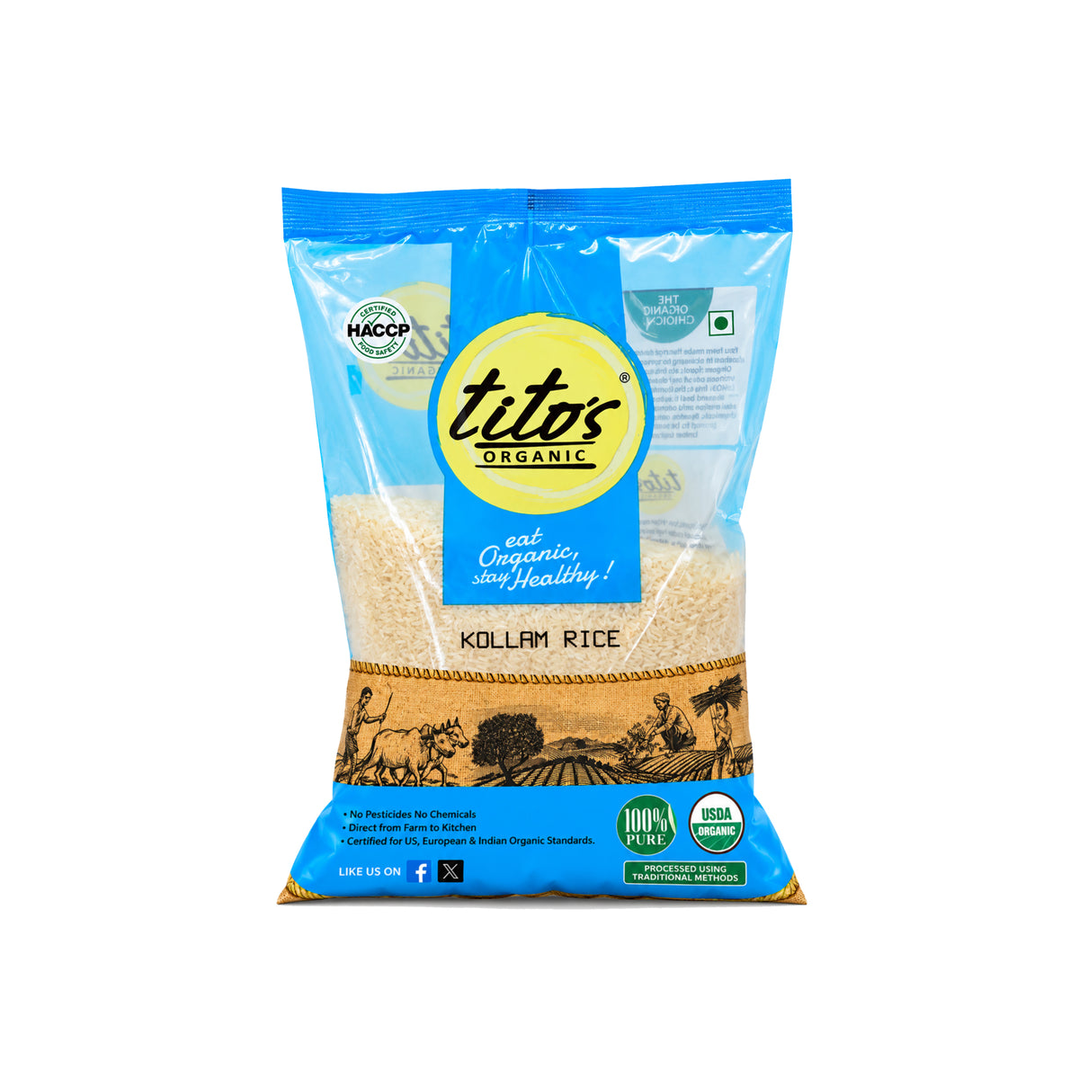 Titos organic kollam rice 1kg front