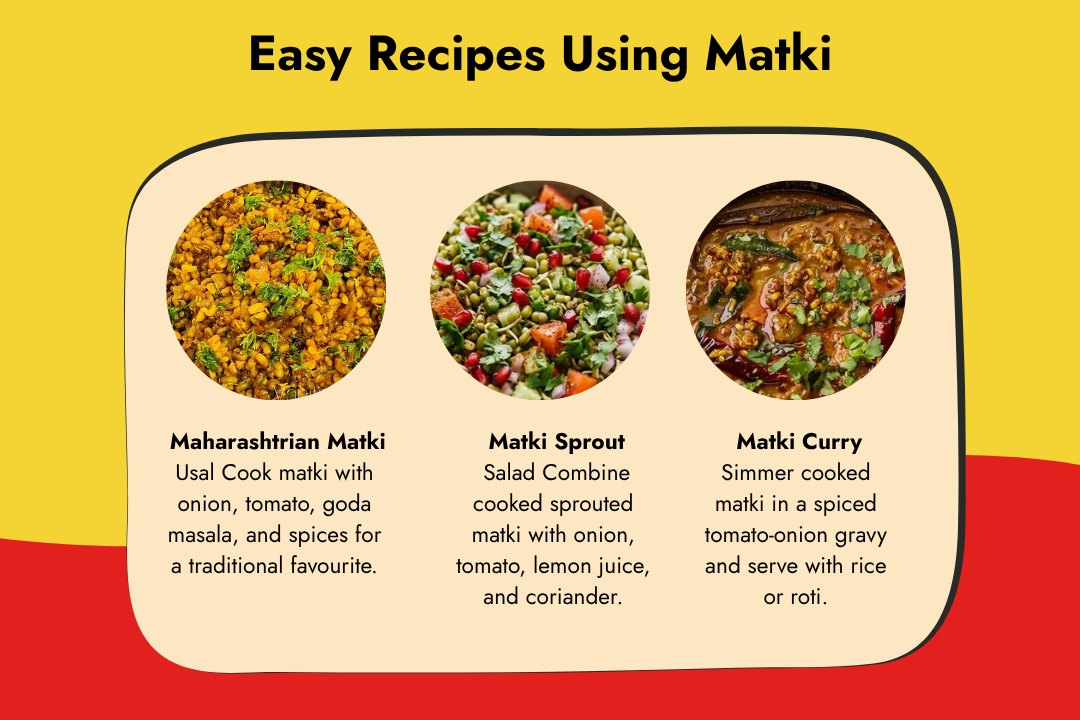 Easy Matki recipes including Maharashtrian Matki Usal, Matki Sprout Salad and Matki Curry