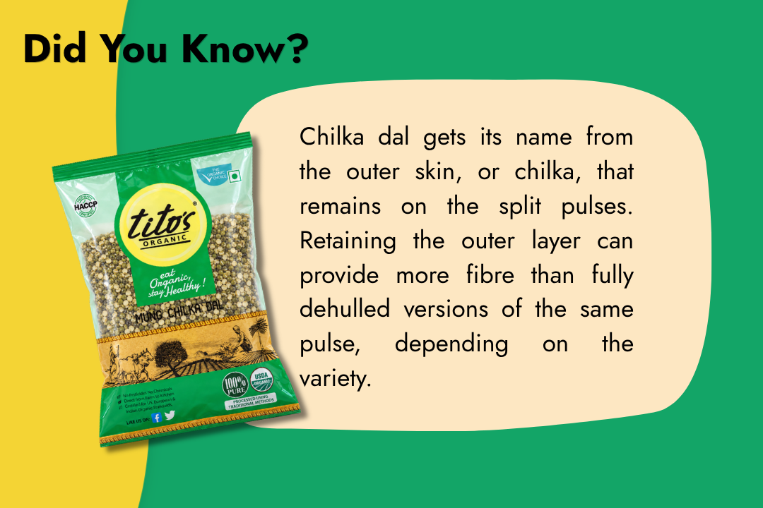 Tito’s Organic Mung Chilka Dal with its outer skin retained for traditional Indian cooking