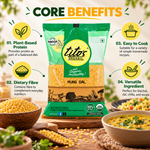 Tito’s Organic Mung Dal with key features including plant-based protein, dietary fibre, easy cooking and versatile use