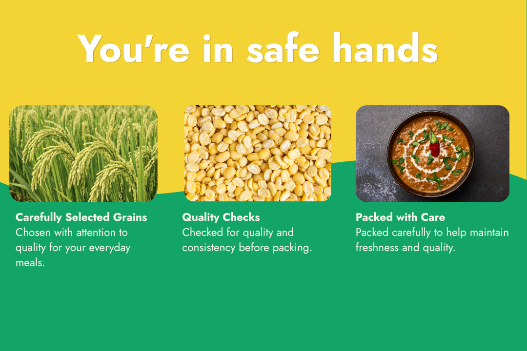 Tito’s Organic Mung Dal showcasing grain selection, quality checks and careful packaging to help maintain freshness
