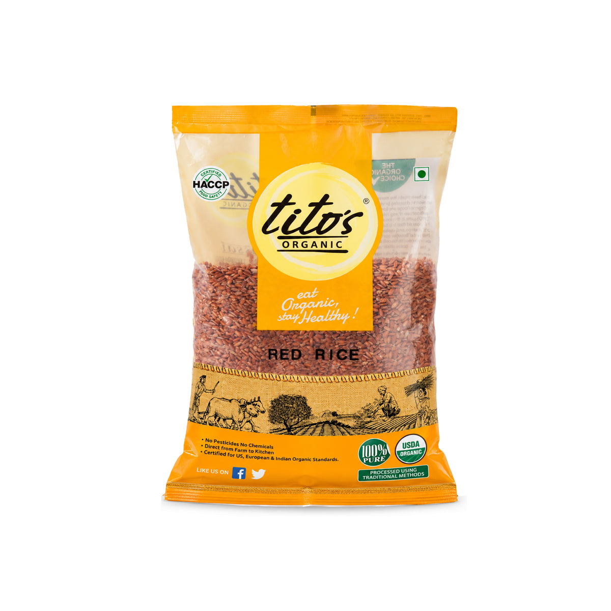 Tito’s Organic Red Rice 1 kg pack of traditional organic red rice.