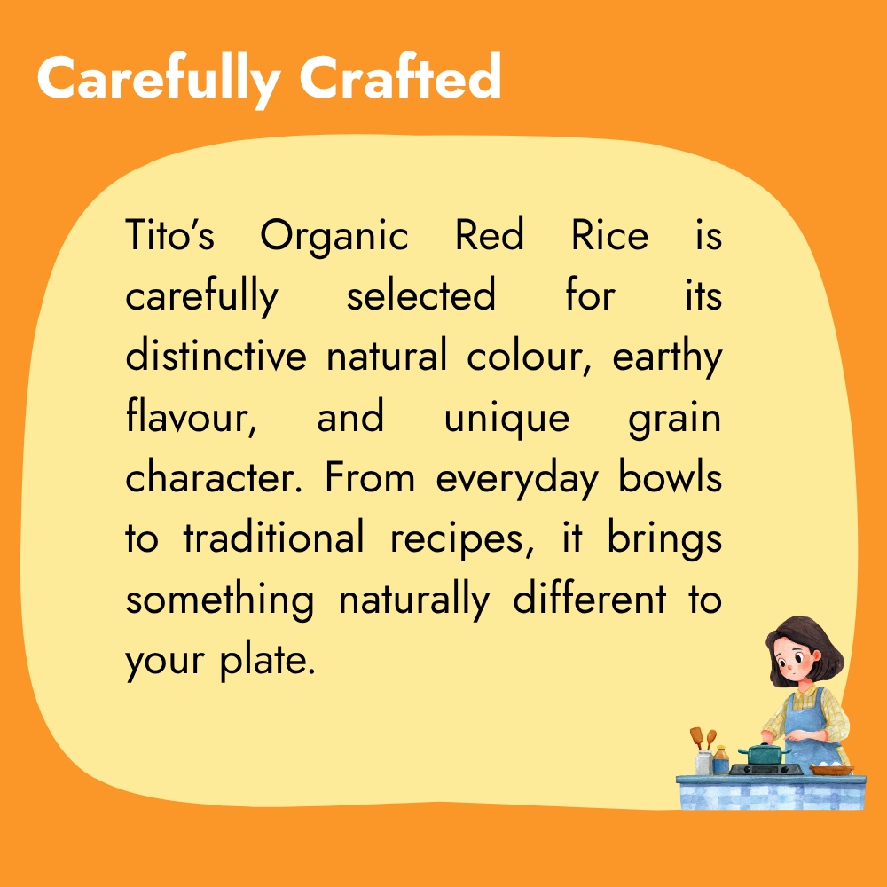 Tito’s Organic Red Rice carefully crafted with naturally distinctive colour and earthy flavour