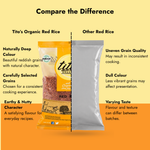Tito’s Organic Red Rice compared with other red rice for grain quality, colour and flavour