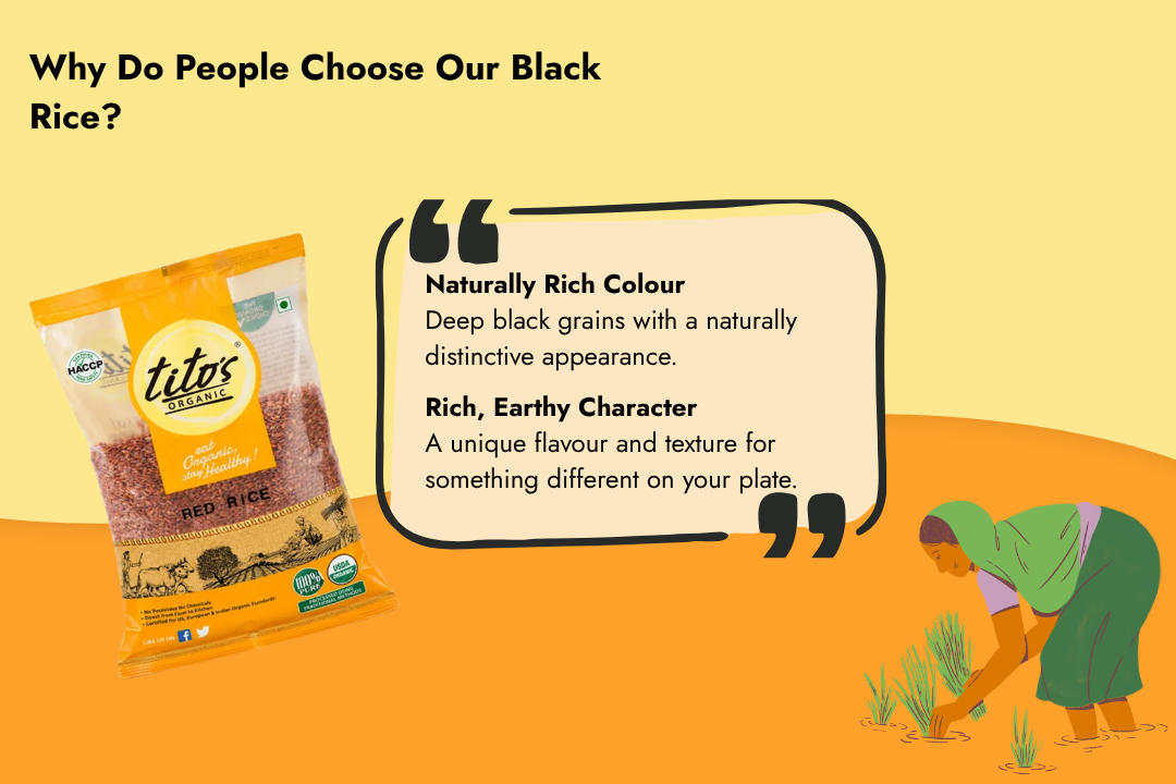 Why choose Tito’s Organic Red Rice for its natural colour, earthy flavour and distinctive grain character